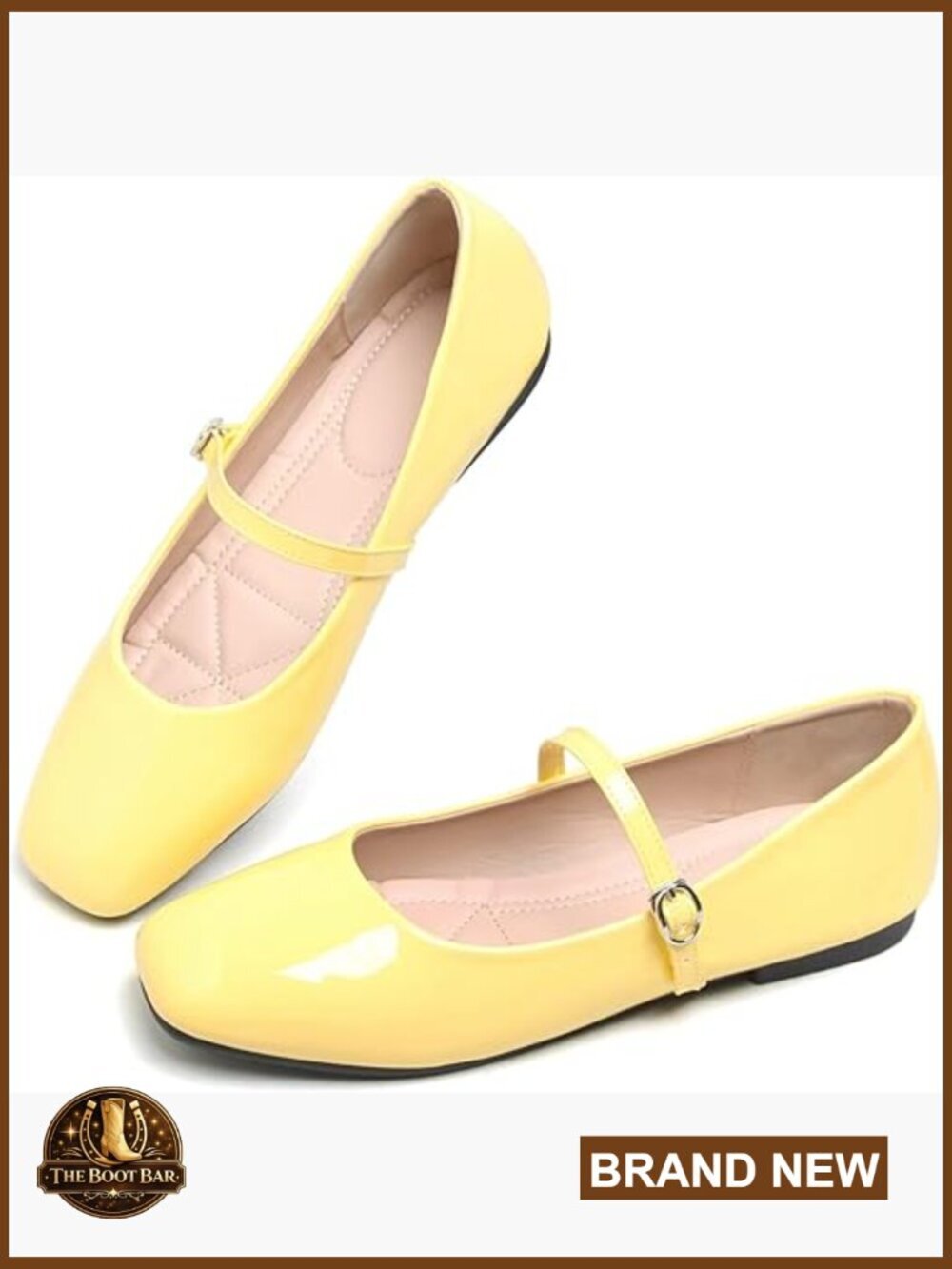 Mary Jane Flats Adjustable Ankle Strap Square Toe PU Leather Ballet Dance Shoes